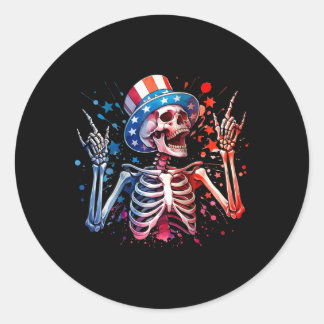 Sticker Rond Fête Aux États-Unis Main De Rock 4 Juillet Drôle A