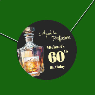 Sticker Rond Fêté avec perfection - Whisky pour les 60 ans d'un