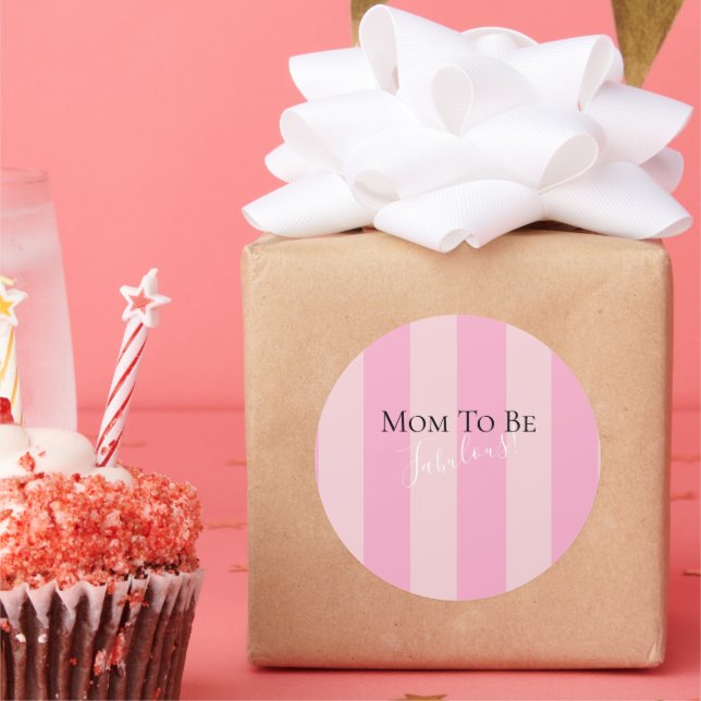 Sticker Rond Fête Baby Shower Rose Magnifique Pour Maman À Veni (Fête)