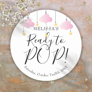 Sticker Rond Fête bébé fille rose scintillante prête à éclater