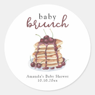 Sticker Rond Fête bébé Pancakes Cerise Douce