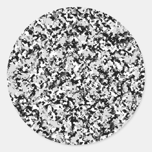 Sticker Rond Fête Camouflage noir gris blanc arctique (Devant)