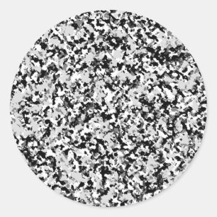 Sticker Rond Fête Camouflage noir gris blanc arctique