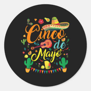 Sticker Rond Fête Cinco De Mayo Drôle de fête mexicaine 5 De Ma