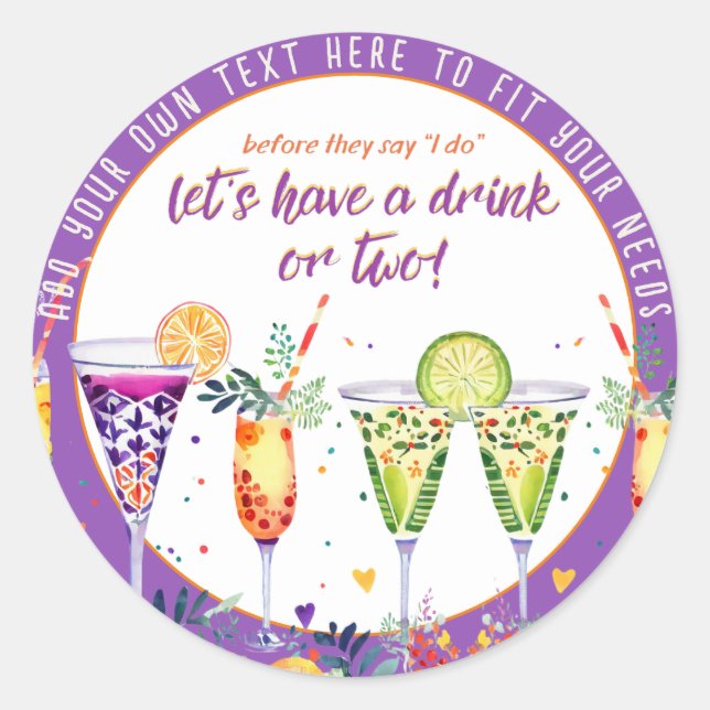 Sticker Rond FÊTE  Cocktails Personnalisés (Devant)