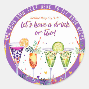 Sticker Rond FÊTE  Cocktails Sur mesure