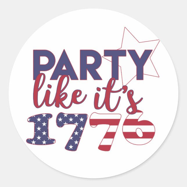 Sticker Rond Fête comme en 1776 - American Flag Typography (Devant)