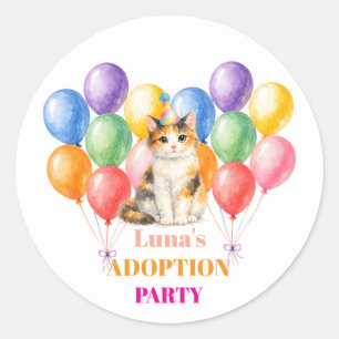 Sticker Rond Fête d'adoption Jour de prise Chat calicot Animal 