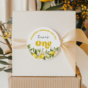 Sticker Rond Fête d'anniversaire 1 an au citron Sunshine Lemona