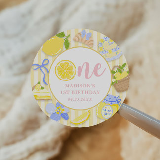 Sticker Rond Fête d'anniversaire 1 an Lemon Citrus Summer Lemon