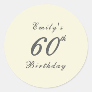Sticker Rond Fête d'anniversaire 60 ans crème élégante moderne