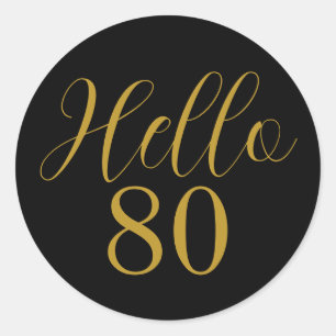 Sticker Rond Fête d'anniversaire 80 ans noir or