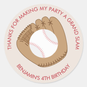 Sticker Rond Fête d'anniversaire à thème de baseball