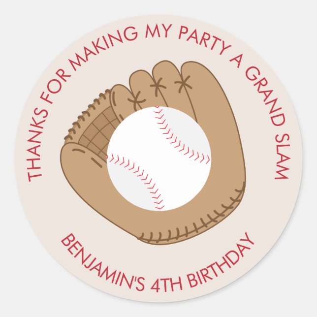 Sticker Rond Fête d'anniversaire à thème de baseball (Devant)
