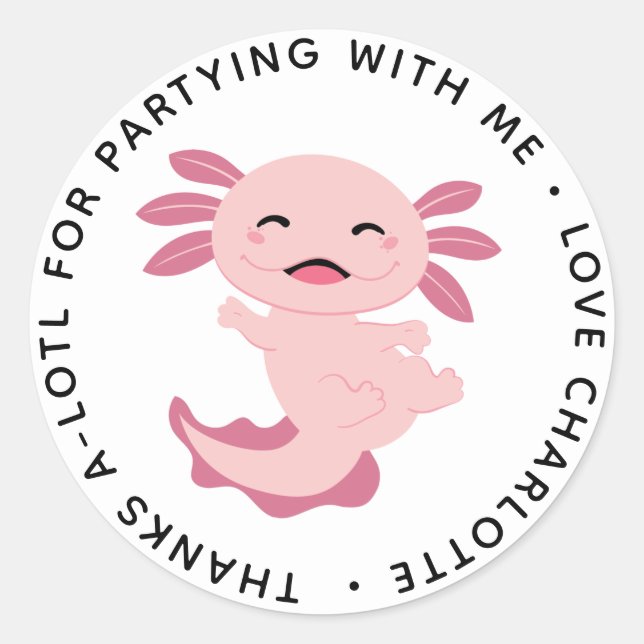 Sticker Rond Fête d'anniversaire Axolotl (Devant)
