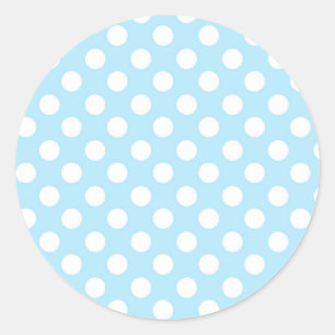 Sticker Rond Fête d'anniversaire bleu bébé clair et pois blancs