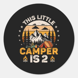 Sticker Rond Fête d'anniversaire camping 2 ans fille garçon Cam