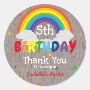 Sticker Rond Fête d'anniversaire colorée et rustique pour enfan