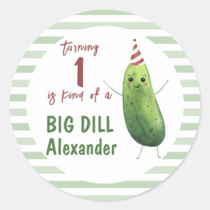 Sticker Rond Fête d'anniversaire Concombre au gros aneth aquare