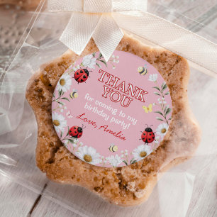 Sticker Rond Fête d'anniversaire Daisy Floral Little Love Bug