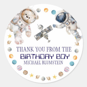 Sticker Rond Fête d'anniversaire dans l'espace extra-atmosphéri
