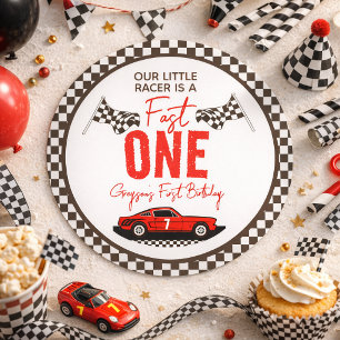 Sticker Rond Fête d'anniversaire de 1 an pour Fast One voiture 