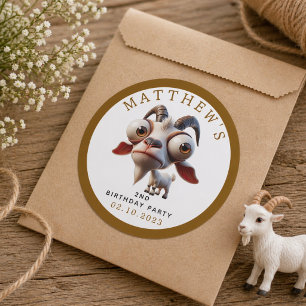 Sticker Rond Fête d'anniversaire de 2 ans avec des animaux de f