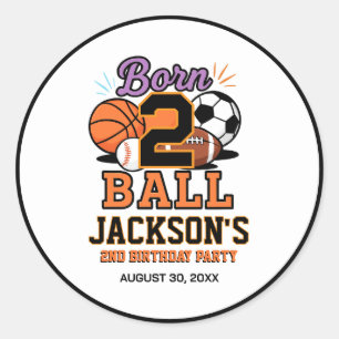 Sticker Rond Fête d'anniversaire de 2 ans pour garçon sur le th