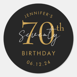 Sticker Rond Fête d'anniversaire de 70 ans écriture moderne or