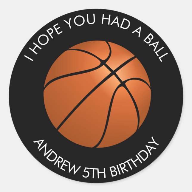 Sticker Rond Fête d'anniversaire de basket-ball (Devant)