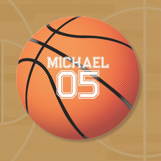 Sticker Rond Fête d'anniversaire de basket-ball (Basketball Sticker)