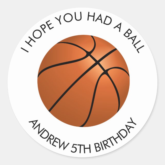 Sticker Rond Fête d'anniversaire de basket-ball (Devant)