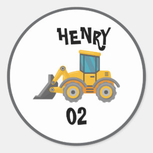 Sticker Rond Fête d'anniversaire de camion à benne de construct