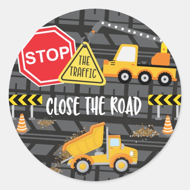 Sticker Rond Fête d'anniversaire de construction Favoriser (Devant)