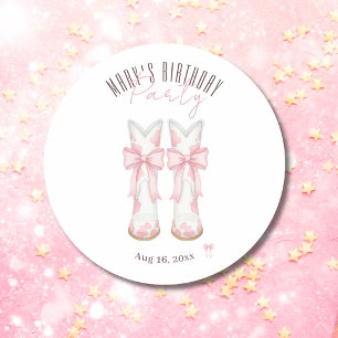 Sticker Rond Fête d'anniversaire de Cowgirl Coquette