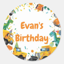 Fête d'anniversaire de dinosaure de construction