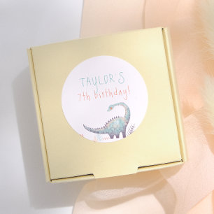 Sticker Rond Fête d'anniversaire de dinosaure fille