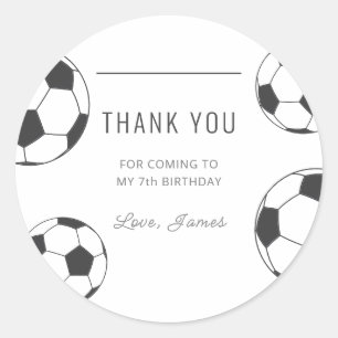 Sticker Rond Fête d'anniversaire de football classique Remercie