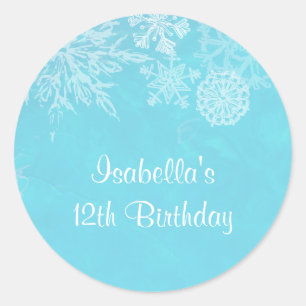 Sticker Rond Fête d'anniversaire de Frost de flocon de neige du