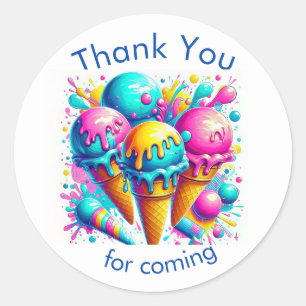 Sticker Rond fête d'anniversaire de la crème glglace