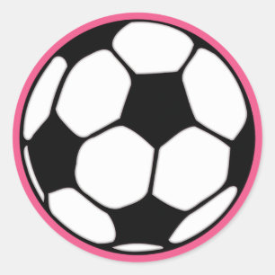 Sticker Rond Fête d'anniversaire de la fille rose Ball de footb