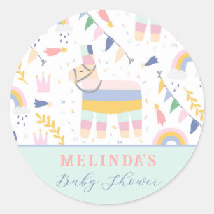 Sticker Rond Fête d'anniversaire de la llama arc-en-ciel du gar