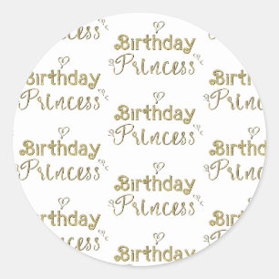 Sticker Rond Fête d'anniversaire de la princesse aux cœurs d'or