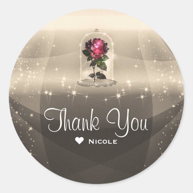 Sticker Rond Fête d'anniversaire de la Rose rouge magique vinta (Devant)