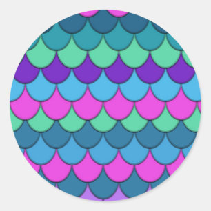 Sticker Rond Fête d'anniversaire de la sirène multicolore color