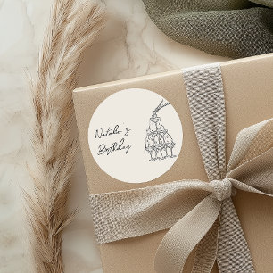 Sticker Rond Fête d'anniversaire de la tour Champagne tirée à l