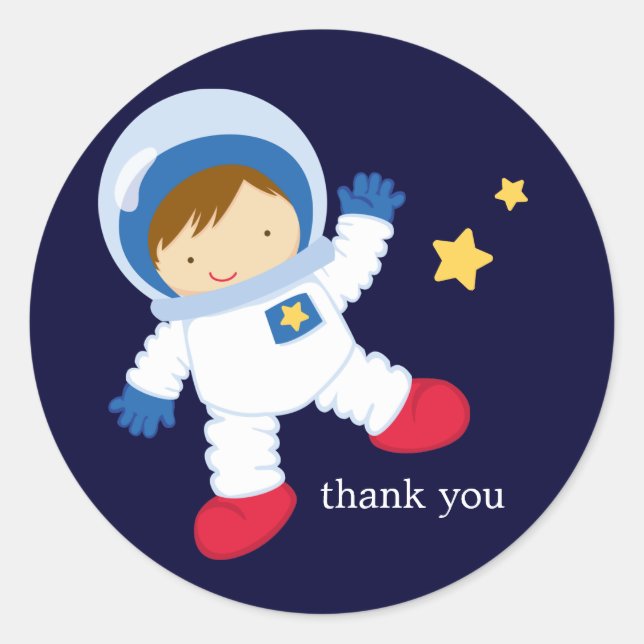 Sticker Rond Fête d'anniversaire de l'astronaute (Devant)