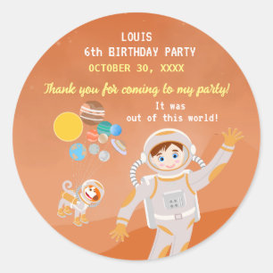 Sticker Rond Fête d'anniversaire de l'astronaute de Mars
