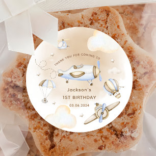 Sticker Rond Fête d'anniversaire de l'avion Vintage voyage