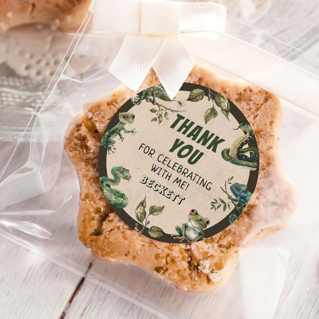 Sticker Rond Fête d'anniversaire de l'enfant à thème Reptile (Créateur téléchargé)